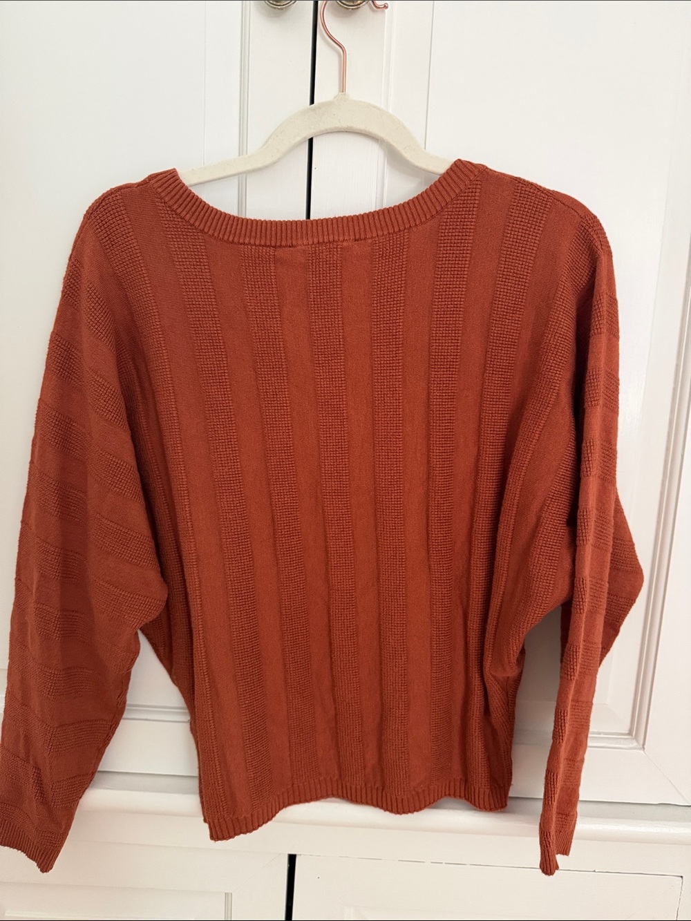 Cyrus Ribbed Crewneck Sweater in Rust - Picture 3 of 4